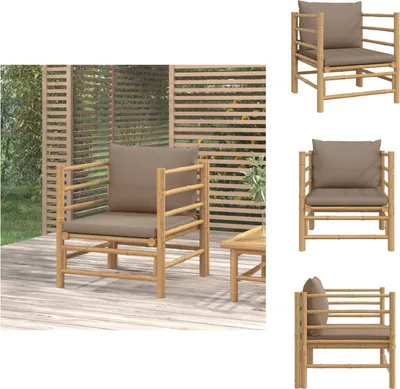 Produktbild von vidaXL Gartensessel mit Taupe Kissen Bambus -  Gartensofaelemente
