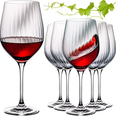 Produktbild von IMPERIAL Rotweingläser 450ml "London" Set 6-Teilig geriffelte Weingläser aus Crystalline Glas Universalweingläser