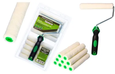 Produktbild von Farbroller Lammfell Velours Malerrolle Ersatzbezug - 110 mm - 10 Stück - Ergonomischer Gummigriff