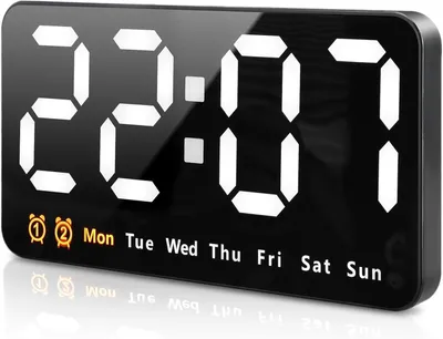 LED-Wandklok 9,1 Zoll, Wecker, 2 Alarme, Sprachsteuerung