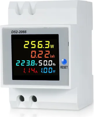 Obrázek produktu pro D52-2066 6 v 1 Digitální jednofázový měřič energie Tester Din Rail AC Monitor proudu Napětí Proud Účiník Aktivní KWH AC 250 V  450 V 100 A Monitor spotřeby proudu