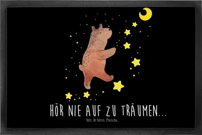 Produktbild von Mr. & Mrs. Panda Fußabtreter Bär Träume 50 x 75 cm - Schwarz - Geschenk, Fussmatte, fußmatte, Traum, Bodenvorleger, Schmutzmatte, Sauberlaufmatte, Träumen, Teddy