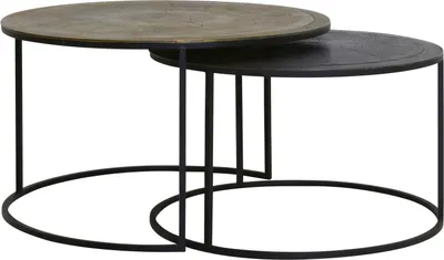 Produktbild von Light & Living Couchtisch S/2 Ø75x44+Ø65x39 cm TALCA Antik Kupfer+Bronze, 6712118