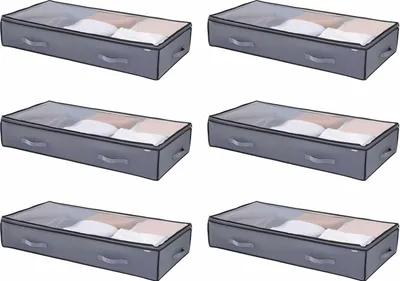 Obrázok produktu pre VEVOR komoda pod posteľou úložný vak pod posteľ 6 ks (996 x 500 x 180 mm) kontajner pod posteľ s priehľadnými vekami (90 l), organizér na oblečenie obuv spálňa