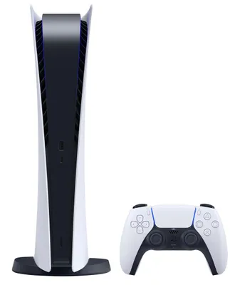 Produktbild von Sony PlayStation 5 Digital Edition 825 GB Wi-Fi Black, White SONY Produktfarbe: Schwarz, Weiß, Eingebauter Ethernet-Anschluss: Ja, Anzahl USB 3.2 Gen 1 (3.1 Gen 1) Typ-A Ports: 1, WLAN: Ja, Interne Speicherkapazität: 825 GB, Speichermedien: SSD, Bluetooth: Ja, Plattform: PlayStation 5, Anzahl HDMI-Anschlüsse: 1, Integriertes optisches Laufwerk: Nein, Anzahl enthaltener Controller: 1, Videospiel enthalten: Nein
