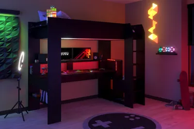 Produktbild von Parisot Hochbett Gaming "Online 1"mit Gamingtisch Weiß