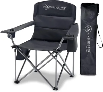 Image de Chaise de camping XXL, rembourrée, 95x63x63 cm, pliable, avec des porte-gobelets isothermes, idéale pour la pêche