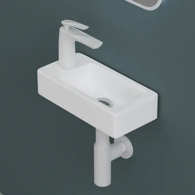 Produktbild von doporro Waschbecken 36x18x9,5cm Hängewaschbecken aus Keramik in weiß inkl. Nano-Versiegelung Brüssel3053R