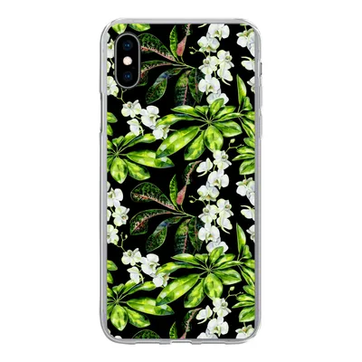 Produktbild von MuchoWow® Handyhülle Schutzhülle Hülle für iPhone Xs Blatt - Orchidee - Muster Silikon Softcase Handy Hülle - Handytasche