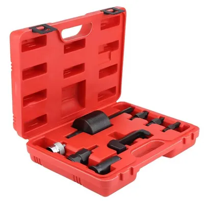 Image de Extracteur d'injecteurs - Kit d'outils pour injecteurs Common Rail - Acier au carbone, 8 pièces, pour moteurs diesel, avec boîte de rangement