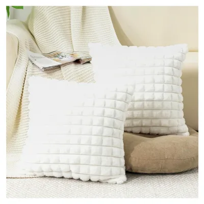 Produktbild von Set aus 1 Plüsch Kissenbezug, weicher Zierkissenbezug 80x80 cm, Dekokissenbezug für Sofa und Wohnzimmer (Weiß)