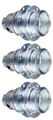 Produktbild von Lampenschirmfassung E14 Chrom mit 2 Ringen 60W für Hängeleuchte 3 Stück