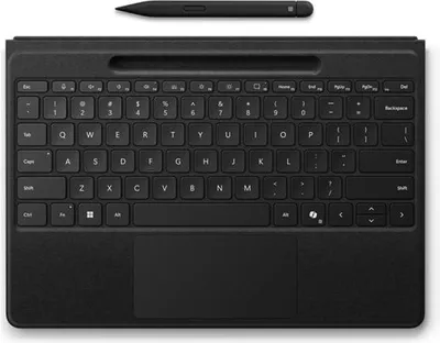 Produktbild von Microsoft Surface Pro Flex Keyboard - Tastatur - mit Touchpad, Beschleunigungsmesser, Surface Slim Pen 2 Ablage- und Ladeschale - hinterleuchtet - kabellos - Bluetooth LE - QWERTY - Englisch - Schwarz - mit Slim Pen - für Microsoft Surface Pro 8, Pro 8 fo