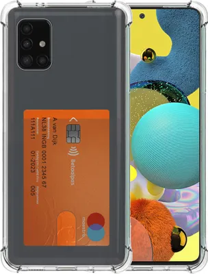 Produktbild von Smartphonica Phone Case geeignet für Samsung Galaxy A51 5G mit Kartenhalter Transparentes Silikon - Transparente TPU stoßfest Backcover Case mit Kartenschlitz