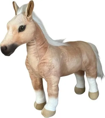 Produktbild von Stofftier Palomino-Pferd, stehend, hellbeige-cremefarben mit weißer Mähne und Schweif, 55 cm