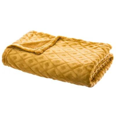 Immagine prodotto di Decke "Losange" - Flanell - ockergelb - 125x150 cm - Atmosphera Interior Designer