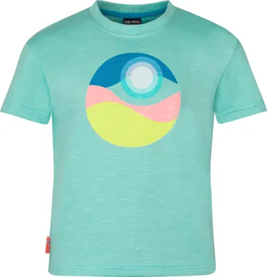 Image de T-shirt Trollkids pour filles, modèle Halsafjord, couleur bleu-vert (aqua haze), taille 140