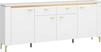 Produktbild von Sideboard 200 cm in weiß mit goldfarbenen Akzenten LUKA-129