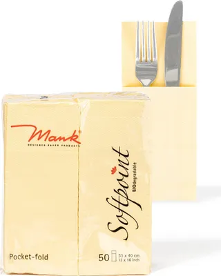 Produktbild von Softpoint "Pub" Besteckservietten Creme, 40 x 33 cm, 50 Stück - Mank