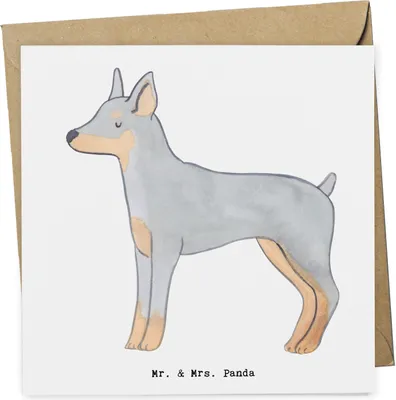 Produktbild von Mr. & Mrs. Panda Grußkarte Dobermann Pinscher Lebensretter - Weiß - Geschenk, doppelkarte, Glückwunschkarte, anlasskarte, faltkarte, Klappkarte