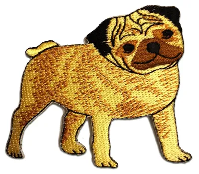Obrázek produktu pro Psík mops - záplata, nažehlovací záplata, nášivka, nášivky, k nažehlení, velikost: 8 x 6,7 cm