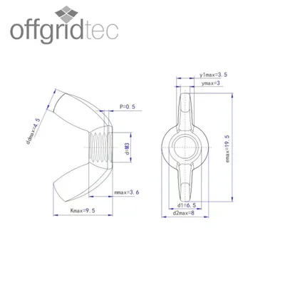 Produktbild von Offgirdtec Flügelmuttern M3 Edelstahl A2 V2A 304 DIN315 15 Stk.