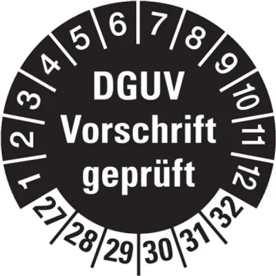 Produktbild von Dreifke® Aufkleber Prüfplakette, DGUV Vorschrift , schwarz/weiß, Ø 30 ...
