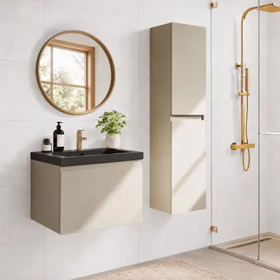 Zdjęcie produktu dla LOMAZOO SORRENTO 60 cm, antracyt, czarna umywalka