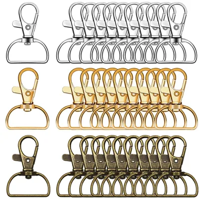 Image de Lot de 30 porte-clés avec anneaux en D de 30 mm et mousquetons pivotants à 360°