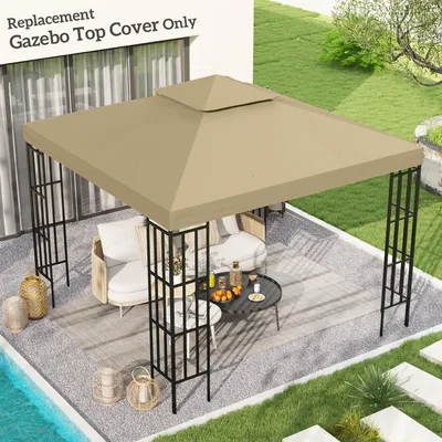 Produktbild von Sweiko Ersatzdach für Pavillon 3 x 3 m wasserdicht Pavillondach mit Doppeldach Ablauflöcher Beige