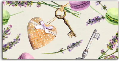 Produktbild von Coloray Acrylbild 120x60  Wandbild Acrylbilder Französische ländliche Herzen Lavendel