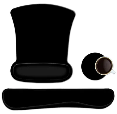 Produktbild von Tastatur Handgelenkauflage & Mauspad Set, Ergonomisch, Memory Foam, Rutschfest, Schwarz