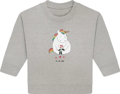 Produktbild von Mr. & Mrs. Panda Organic Baby Pullover Einhorn Traurig 12. - 18. Monat - Heather Grey - Geschenk, Einhörner, Bullover, Blume, Freunde, Unicorn, Liebe, Trauer