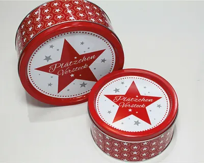Produktbild von 2er-Set Gebäckdose Weihnachten "Plätzchenversteck" Metall 2Größen Keksdose