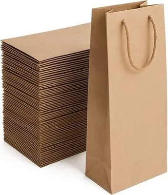 Produktbild von Dekorative Geschenktüte für Wein, mattbraun, 10 Stück