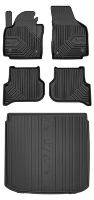 Image de Tapis en caoutchouc + bac de coffre pour SEAT Altea 2004-2015 (monospace, plancher bas, XL) – 5 pièces, noirs, sur mesure