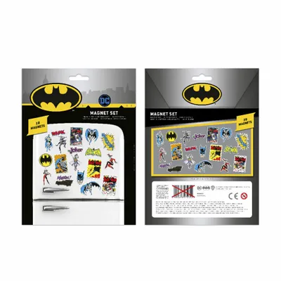 Produktbild von DC Comics Batman 19-teiliges Magnetset (Retro-Batman-Design), 19 Kühlschrank- oder Partytaschenmagnete, offizielles Produkt
