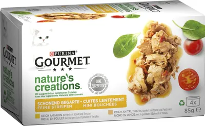 Produktbild von GOURMET Nature's Creation Naturbelassenes Katzennassfutter in Gelee, Huhn & Truthahn Mix, 4er Pack à 85g Dose (1er Pack (4 x 85g))"