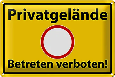 Produktbild von Blechschild Hinweis 30x20cm Privatgelände Betreten Verboten