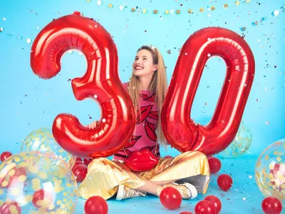 Image de Ballon en plastique numéro "1", 86cm, rouge