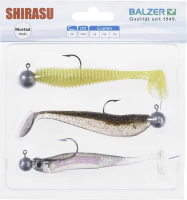 Produktbild von Balzer Shirasu Soft Lure Set mit Jighead Holo/Akiri/Waggle Länge 10cm
