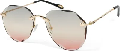 Produktbild von styleBREAKER Damen Piloten Sonnenbrille Rahmenlos mit getönten Gläsern im Diamant Schliff, Geprägte Bügel, Vieleckige Gläser 09020106