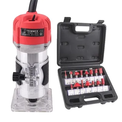 Productafbeelding van Houtbewerkingsmachine, elektrische frees, hoge snelheid, verstelbare basishoogte, set met frezen, 220 volt