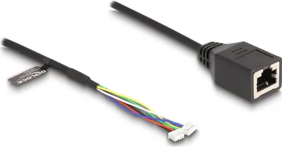 Produktbild von Delock Kabel RJ45 Buchse zu Pfostenbuchse 1,25 mm 4 Pin und Pfostenbuchse 1,25 mm 6 Pin Cat.5e 30 cm schwarz
