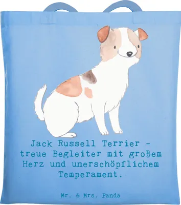 Produktbild von Mr. & Mrs. Panda Schultasche Jack Russell Terrier - Sky Blue - Geschenk, großes Herz, Hundeliebhaber, Hunderassen Pflege, Tragetasche, totebag, Hunderasse, Tasche, Hunde