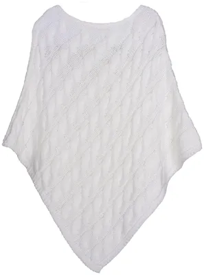 Produktbild von styleBREAKER Strick Poncho mit Zopfmuster, Rundhals Strickponcho, Grobstrick, Damen 08010040