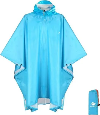 Produktbild von Famanu Regenponcho wasserdicht, atmungsaktiv, multifunktional - hellblau