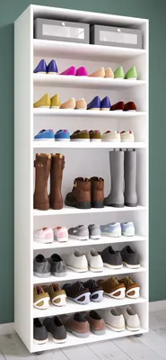 Produktbild von VCM Holz-Schuhregal | Maße: H. 183 x B. 70 x T. 37 cm| Allzweckschrank | 9 Fächer | ohne Türen | – Lona