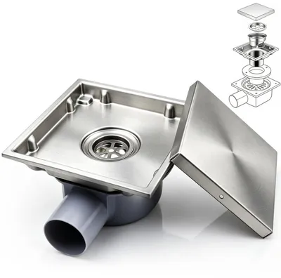 Productafbeelding van Solidchoice - Vierkante Douchegoot Roestvrij Staal 15 x 15 cm