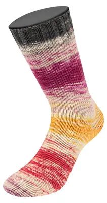 Produktbild von Lana Grossa - Meilenweit 100g Dusk 6211 violett rohweiß rot gelb orange fuchsia dunkelgrau